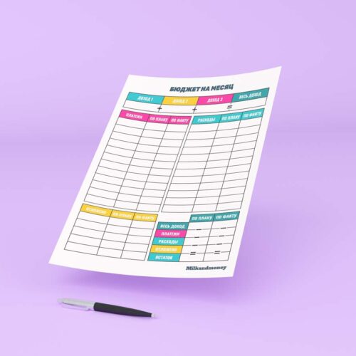 Таблица семейного бюджета